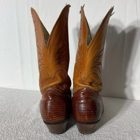 Vintage Leather Western Cowboy Boots With Vibram Soles 8.5
